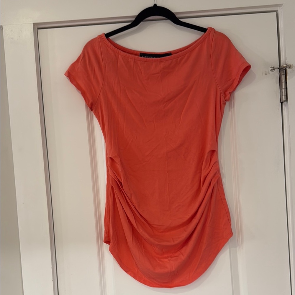Women's Stowaway Collection Coral Maternity boat neck Top